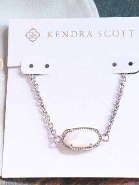 New💫 Kendra Scott Elaina Ivory Pearl Adjustable Chain Bracelet Silver